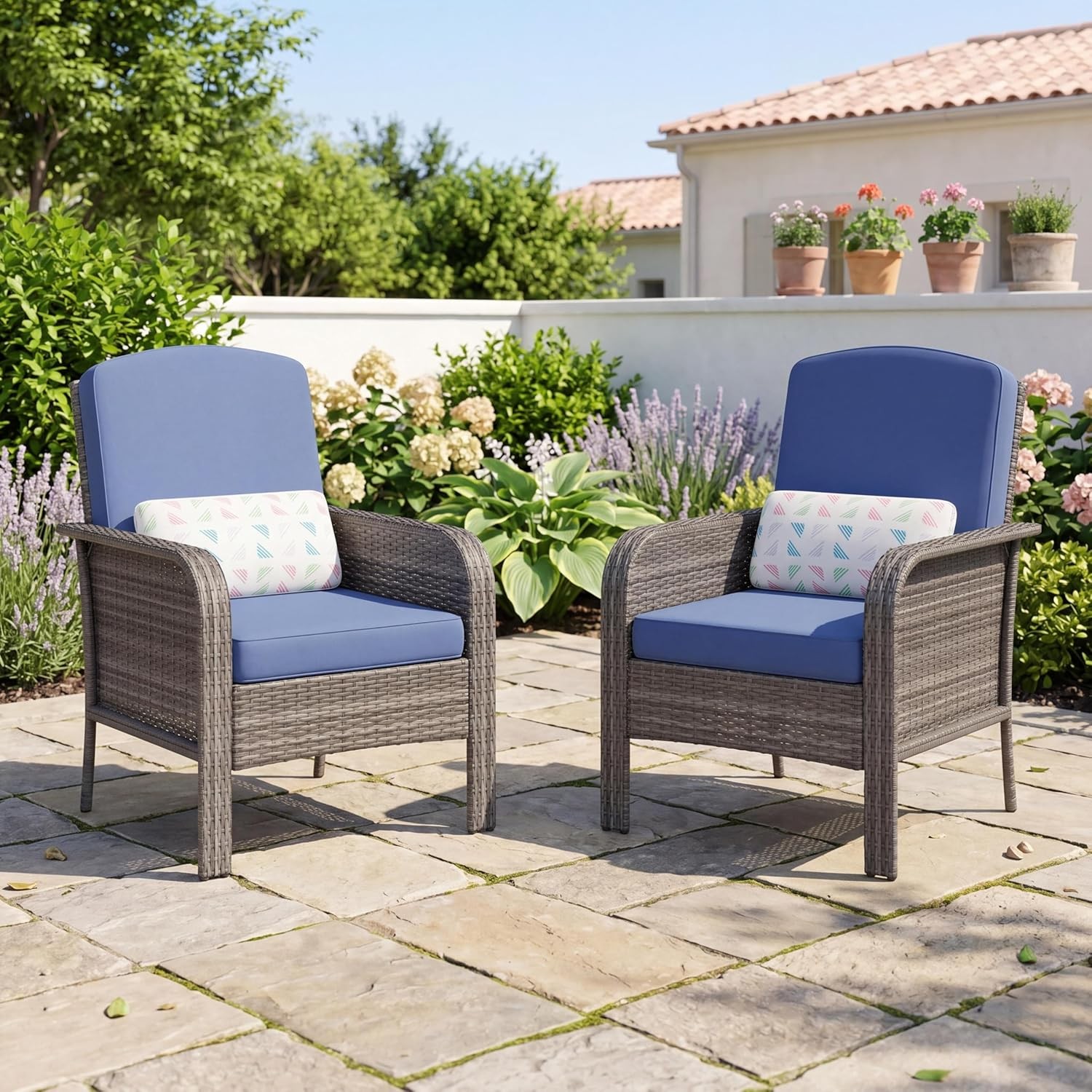 Garvee 2-Piece Outdoor Wicker Conversation Set,Rattan Patio Sofa for Balcony New