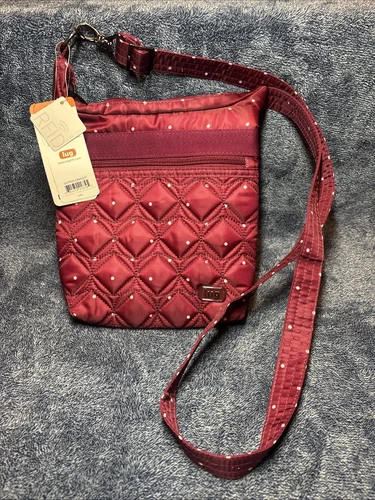 NWT Lug Skipper Crossbody Purse Cranberry Polka Dot RFID