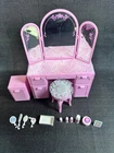 Vintage Mattel Barbie Sweet Roses Pink Vanity & Nightstand 1987 w/Accessories