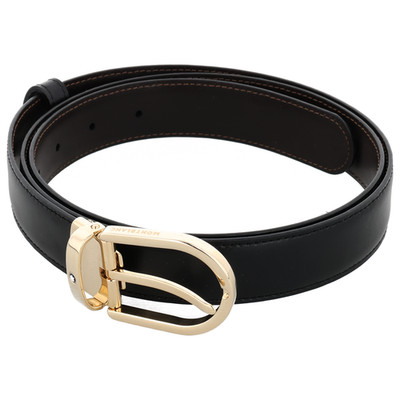 Montblanc Classic Line Horseshoe Buckle Gold Ledergürtel 30mm Schwarz/Braun NEU
