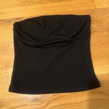 Boture Knit Bandeau Tube Top Black Strapless Sleeveless Pullover S