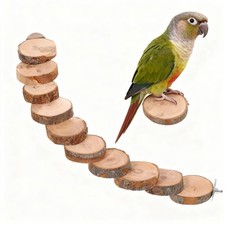 Wood Bird Ladder Perch Toy, Nature Bird Climbing Chewing Cage Accessories, Sm...