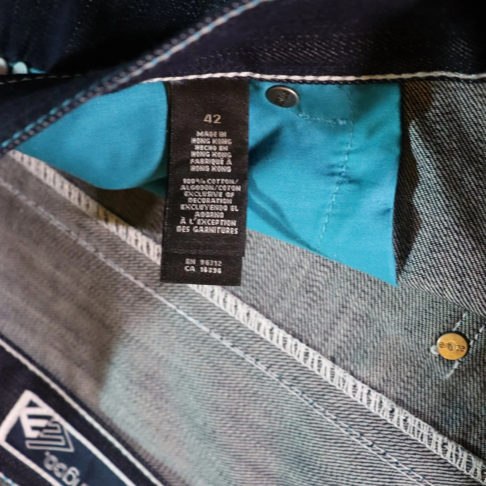 Jeans jeans azul hiphop bordado ENYCE ANOS 2000 42X33 Y2K/2000 - Imagem 4 de 4