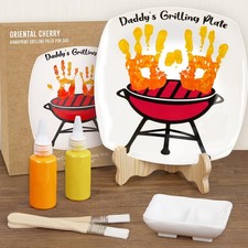 ORIENTAL CHERRY Father's Day Gifts - DIY Daddy's Grilling Plate with Handprin...