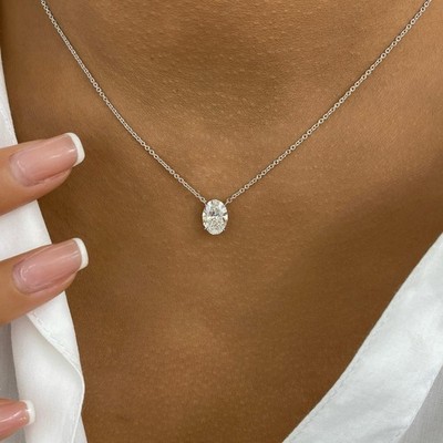 1,5ct IGI Certified E/VVS2 Oval Lab Created Diamond White Gold Solitaire Rare