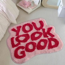 39x30 Inch You Look Good Rug Red Pink Bath Mat Non Slip Washable Microfiber