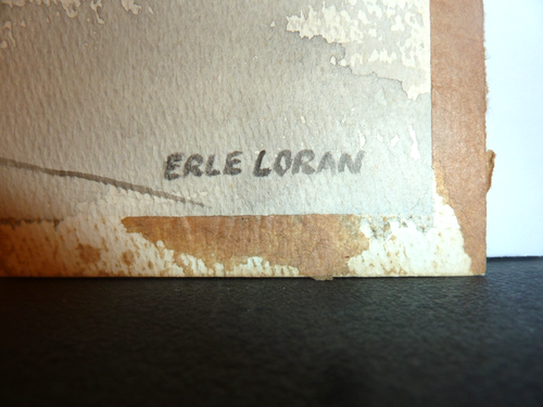 Acquerello vintage Erle Loran originale 2 lati "Cantiere Navale" e "Foresta" - Foto 2 di 17