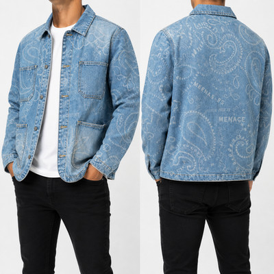 Men s Menace Los Angeles Paisley Print Denim Jacket   Size Medium