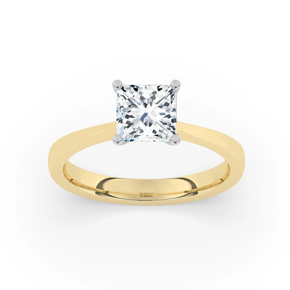 D VVS2 3CT Lab Grown Solitaire Princess Diamond Engagement Ring 9K ...