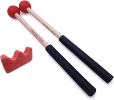 1 Pair Tongue Drum Mallets with Bracket Handpan Sticks Rubber Mallet Red