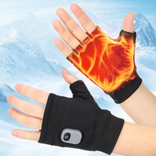 Electric Heated Gloves Rechargeable Battery Hand Warm Fingerless Thermal Winter