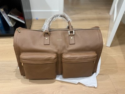 *NWT!* HOOK & ALBERT Camel tan brown Leather Zip-Up Garment / Weekender Bag