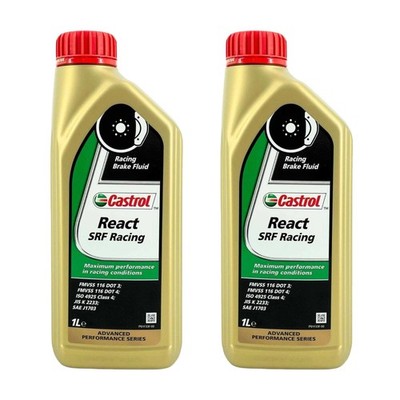 2x 1 L CASTROL React SRF Racing Bremsflüssigkeit 15F1D0 J 1703 DOT 4 ISO 4925