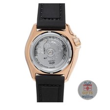 Seiko 5 SRPD76K1 Men's Automatic Watch Black Dial Rose Gold Steel 42mm Sport 2