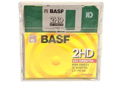 10x BASF 3,5 Zoll 2HD Disketten NEU & OVP & BOX -  1,44MB formatiert für IBM PC