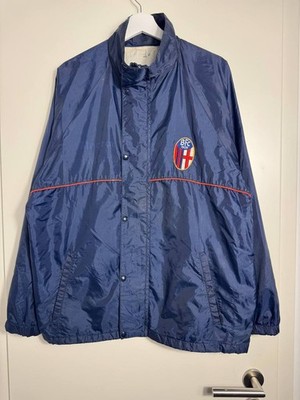 Vintage 90er Macron Bologna FC Windbreaker XL Blau Team Football Jacke