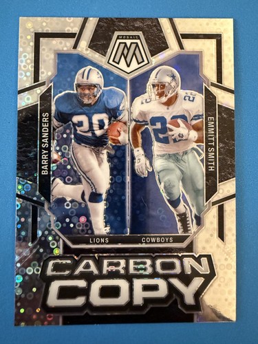 2024 Mosaic Carbon Copy Barry Sanders / Emmitt Smith No Huddle Silver Prizm