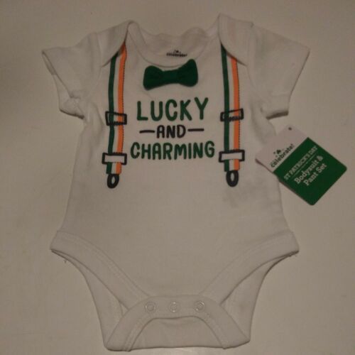 Säugling Kleinkind Junge St Patricks Day Lucky & Charming Body Anzug Hose Set NEU 0-24m - Bild 3 von 4