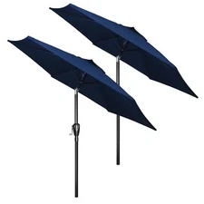 2 Pack 7.5ft Patio Umbrella Outdoor Market Yard Umbrella 6 Sturdy Ribs Dark Blue