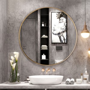 27 5 Home Modern Metal Wall Mounted Round Mirror Bathroom Dressing Gold 27 5 Home Modern Metal Wall Mounted, Round Bathroom Mirror Metal Frameless