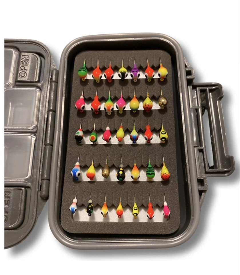 Fully Loaded Tungsten UV Glow Jig Kit with Box for Ice Fishing (35 Jigs) - Image 3 of 4