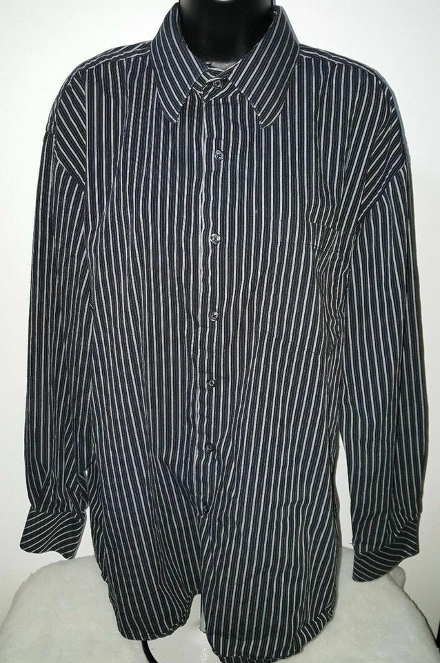 Linea Dome 男式衬衫尺寸 XL X 大号 17/17.5 黑色灰色白色条纹 — 第 4/4 张图片