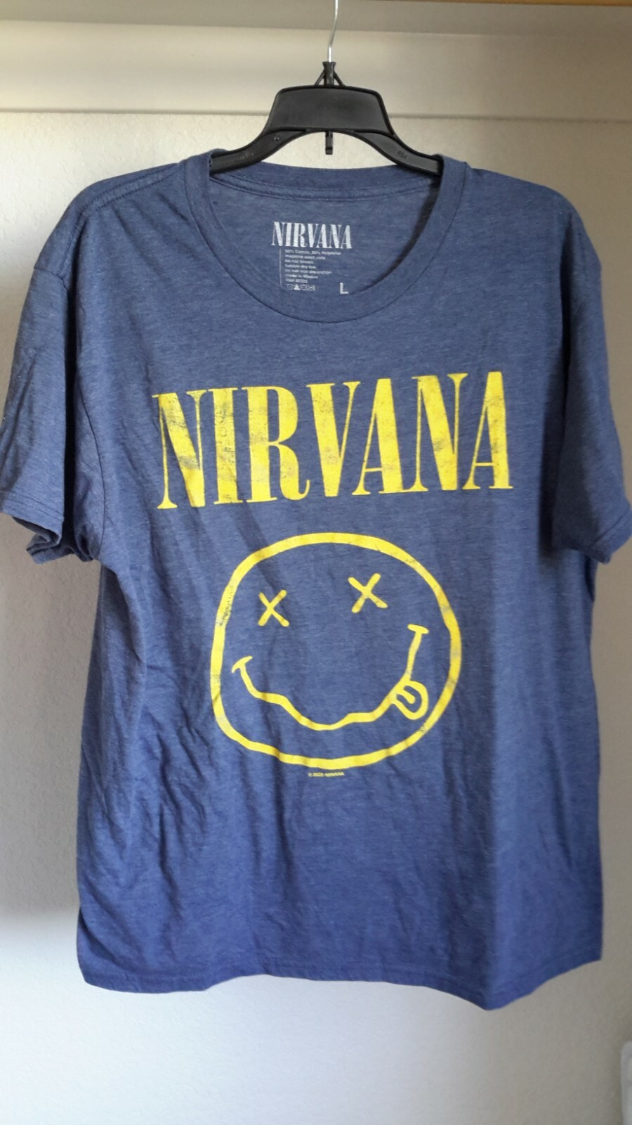 T-shirt Gildan Nirvana Rouge, Taille XL, Logo Kurt Cobain - Occasion Bon état