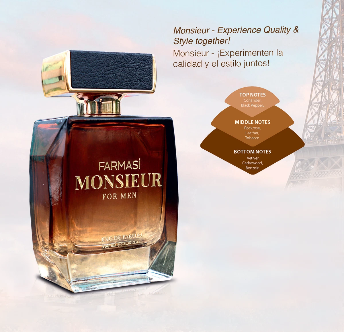 Farmasi Monsieur Eau de Parfum for Men, 100 Ml./3.38 fl.oz. (3.4 oz)