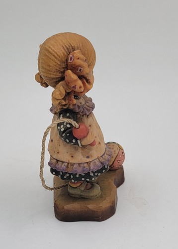 Anri Italy Let's Play Figurine Signed Hand Carved Wood Sarah Key 1987 Retired 4" - Picture 5 of 12