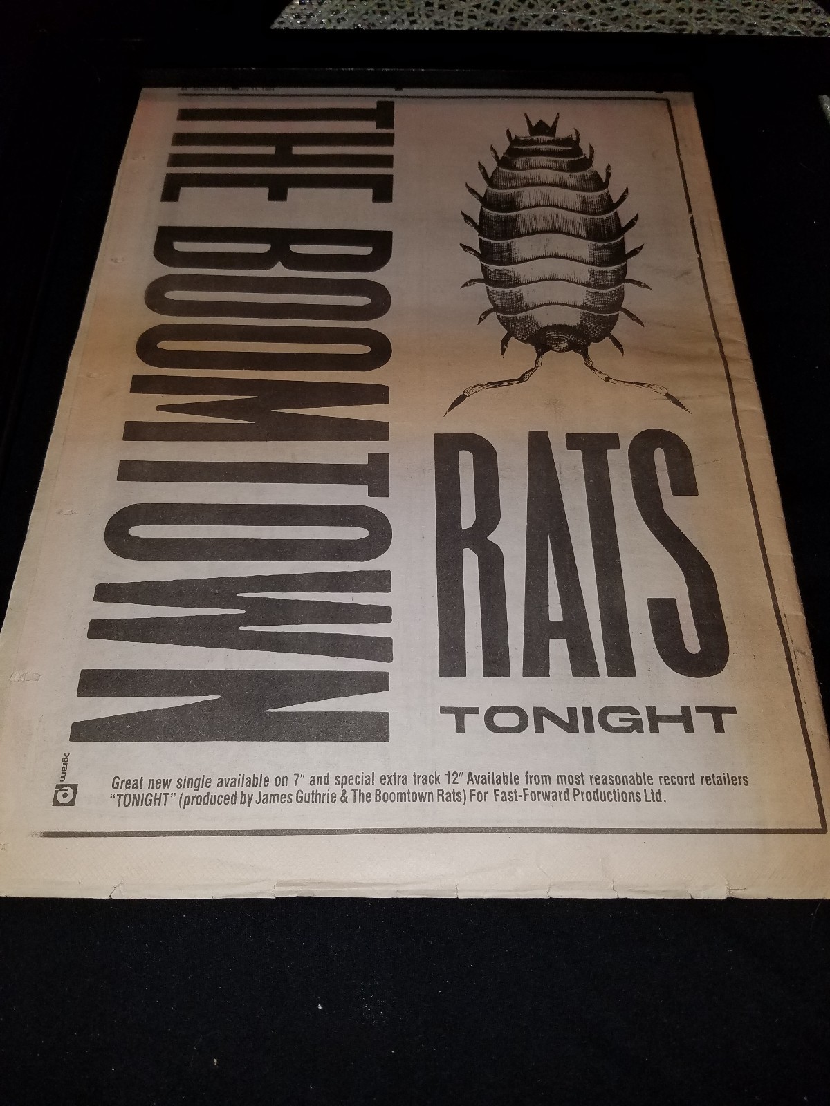 Boomtown Rats Tonight Rare Original UK Promo Poster Ad Framed! | eBay UK
