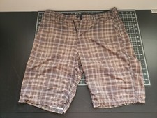 Hurley Phantom Men's Size 32 brown Plaid Board Shorts walking Surfing DAMAGE