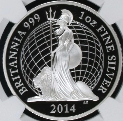 2014 Great Britain 2 Pound 1 Oz Proof Silver Britannia NGC PF70 ER