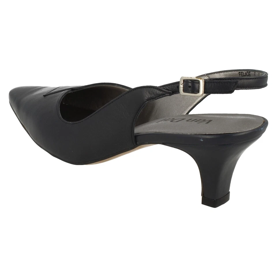 Mujer Van Dal Cuero Tira Trasera Azul Marino Zapatos de Tacón Bajo : Felice - Imagen 2 de 4