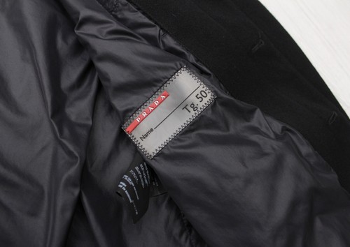 Men's PRADA Milano Wool Long Coat Overcoat Black Nylon Hood Inside RARE 50 US40 - Picture 19 of 20