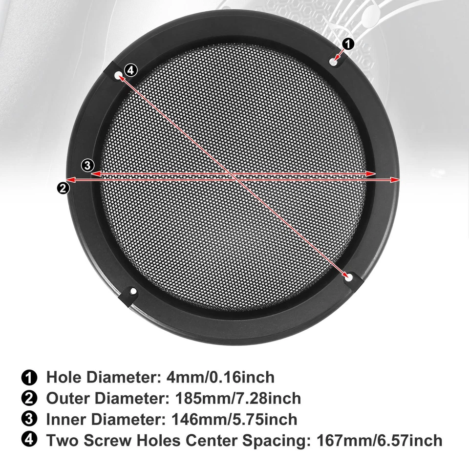 Funda protectora de malla negra para parrillas de altavoz universal de 6,5 pulgadas 4 piezas Foto 3 de 4