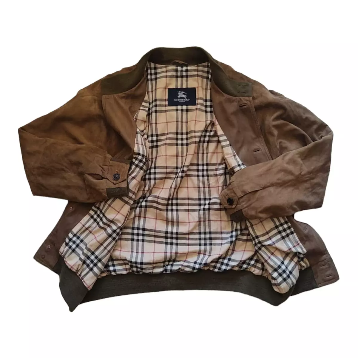 Burberry London Leather Bomber Jacket Nova Check Suede and goat skin Size 58