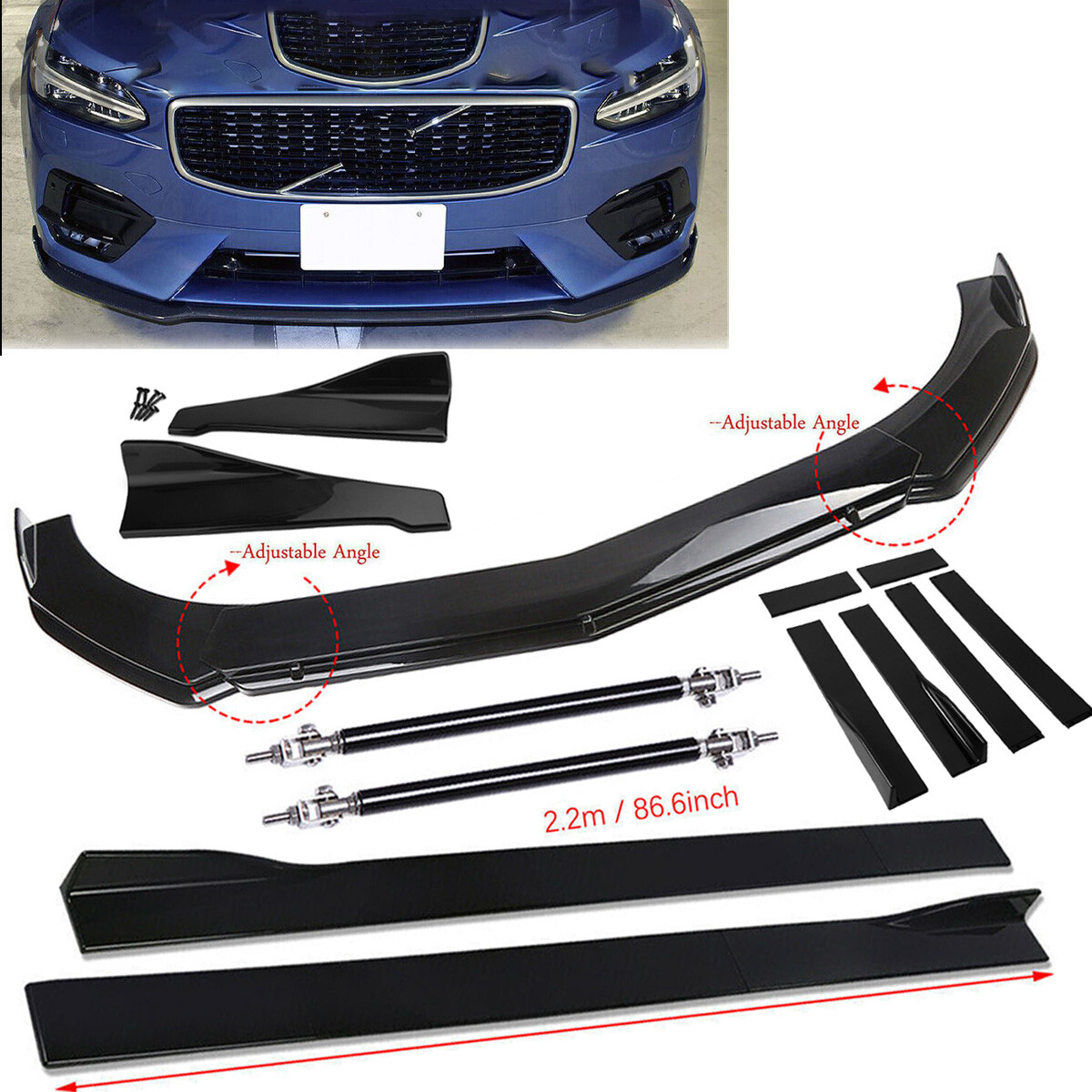 Divisores De Labios De Parachoques Delantero De Fibra De Carbono Seco, image size:1200x1200