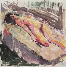 Original Unique Abstract Figurative Nude Nude Erotic Portrait Acrylic Paintings