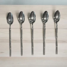 Stanley Roberts Spoons Bambu Stainless Silverware Iced Tea  Japan MCM Lot of 5