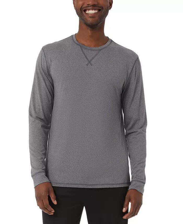 Пижамная рубашка с круглым вырезом и длинными рукавами на 32 градуса мужской однотонный пуловер цвета древесного угля XL 3090₽