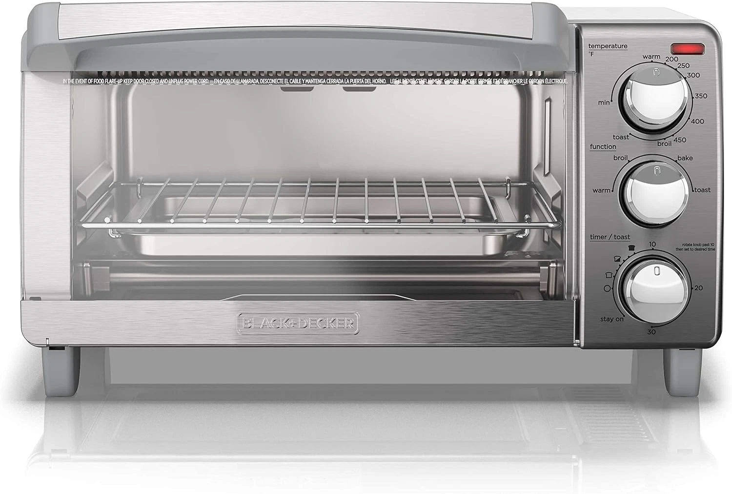 TOASTER OVEN 4-Slice 4 Cooking Functions Battery Powered Bake, Broil, Toast