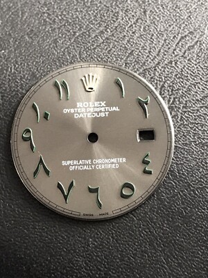 Rolex Dial Arabic Oyster Perpetual Datejust Grey Green 30.7mm Wide