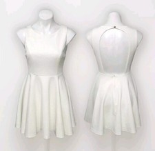 Lulu's Living for Love White Backless Skater Fit And Flare Mini Dress Medium