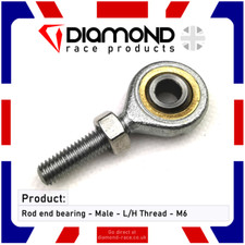 Diamond - Rod End Bearing / Rose Joint - Male - Left Hand Thread - M6