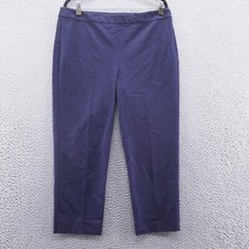 Talbots Womens Chatham Crop Pants 12 Blue Pull On Comfort High Waist NEW