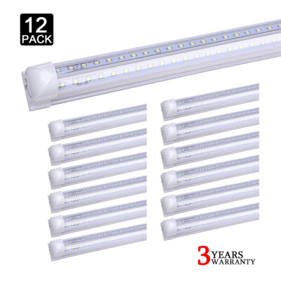 12 Pack T8 8FT 8' Led Tube Light Bulbs 72W 8Foot Led Shop Light Fixture 6000K