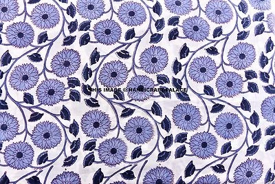 Indio 100% Algodón a Mano Bloque Natural Sanganeri Estampado Floral 2.3m - Imagen 1 de 3