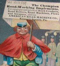 KENNETT SQUARE PA TRADE CARD, AMERICAN ROAD MACHINE CO. MARCHING MEN VOTE  V1012