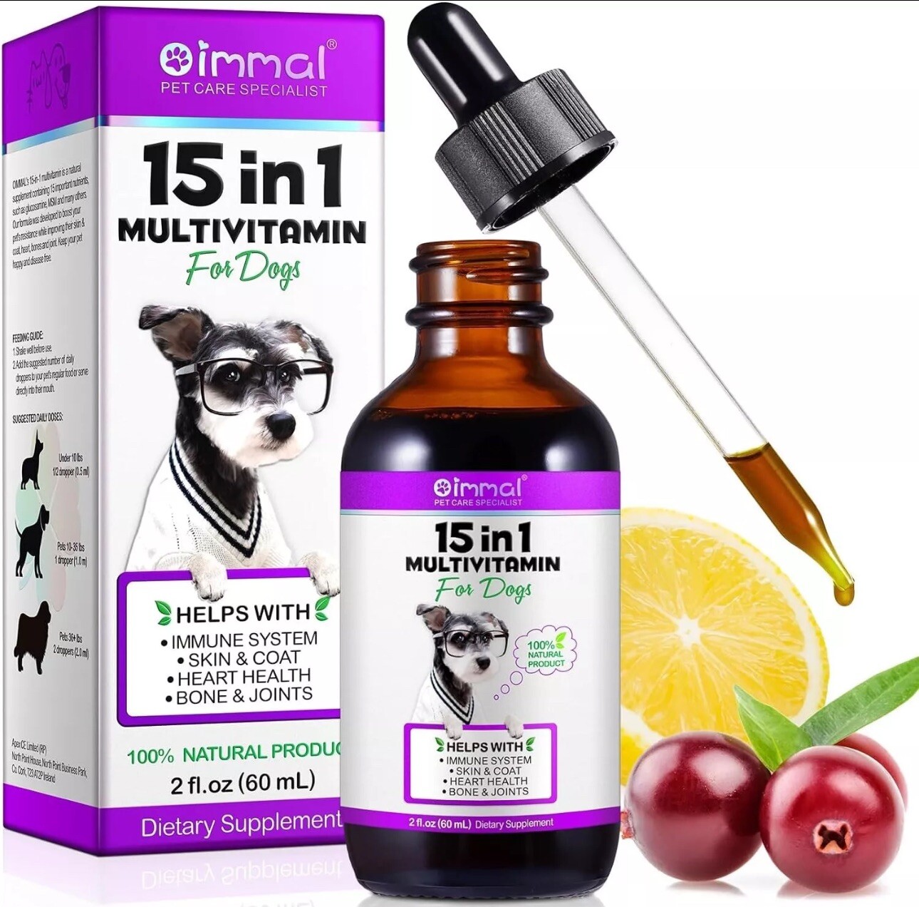15-in-1 Multivitamin for Dogs &ndash; 60 ML Dog Vitamins & Suppl
