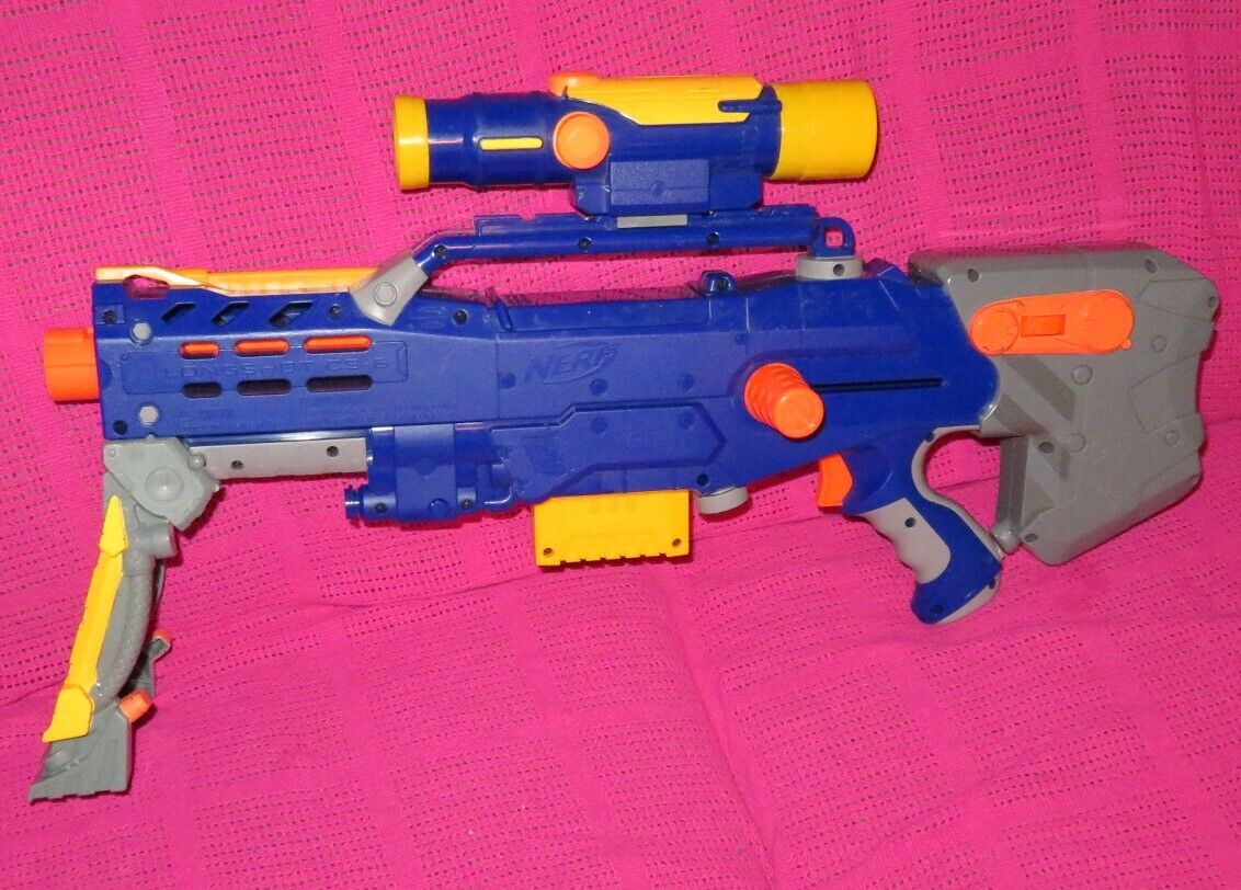 2006 Blue Nerf Gun Longshot CS6 NStrike Sniper Rifle Gun With